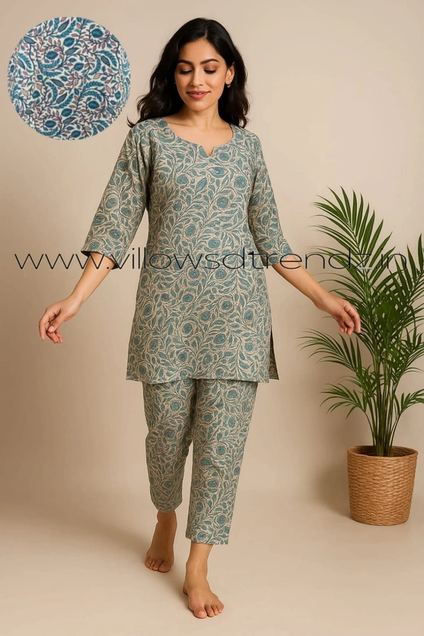 Twill Blue Women's Cotton Cord set | Rama Green | CS41004 - Rama Green, XL