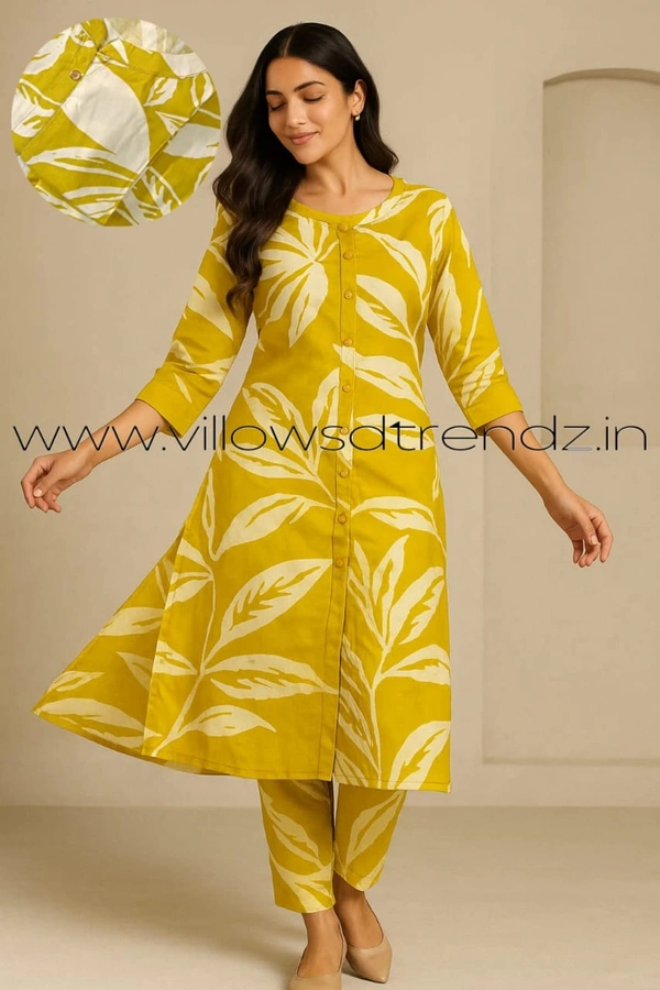 Twill Blue Women's Cotton Cord set | Yellow | CS410050 - Yellow, XL