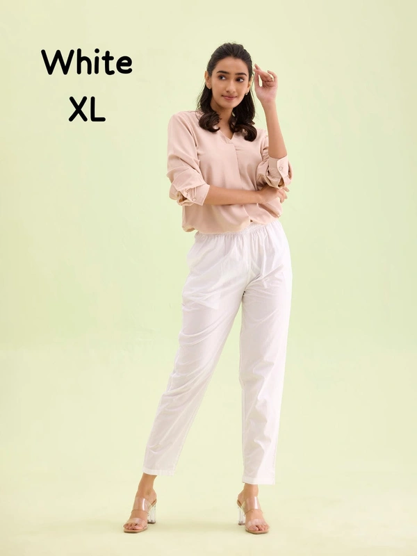 Go Colors Women's Kurti Pants | White | KP20003 - White, XL
