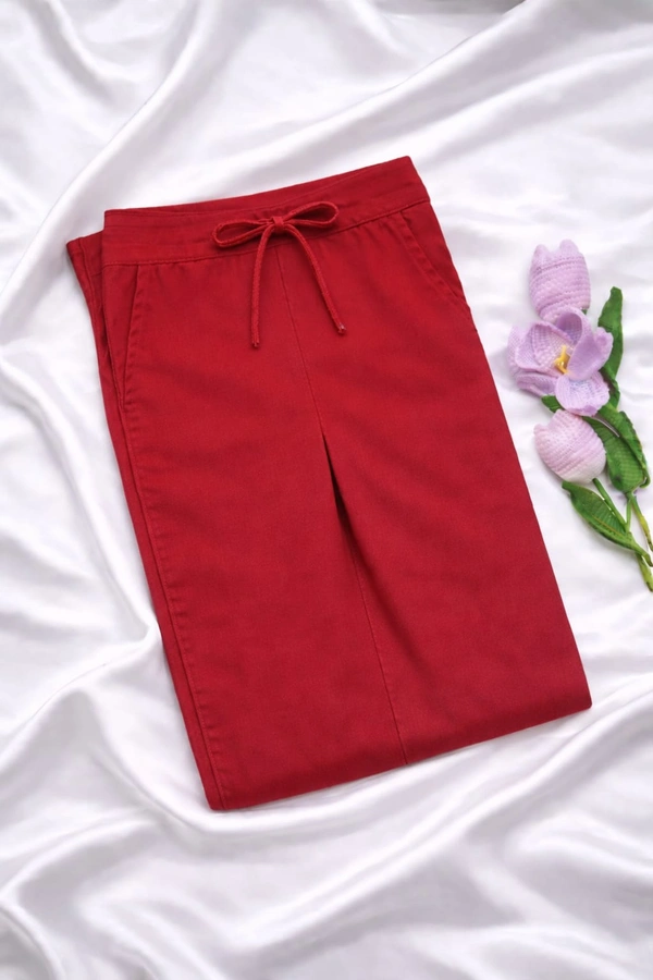 Ruthvi Ethnics Women's Linen Cotton High Waist Straight Fit Trousers | Ankle Length Casual Pants | 2 Deep Pockets | Bottom Side Slit | Elastic Waistband with Draw String |Dark Grey| KP232253010 - Red, 5XL