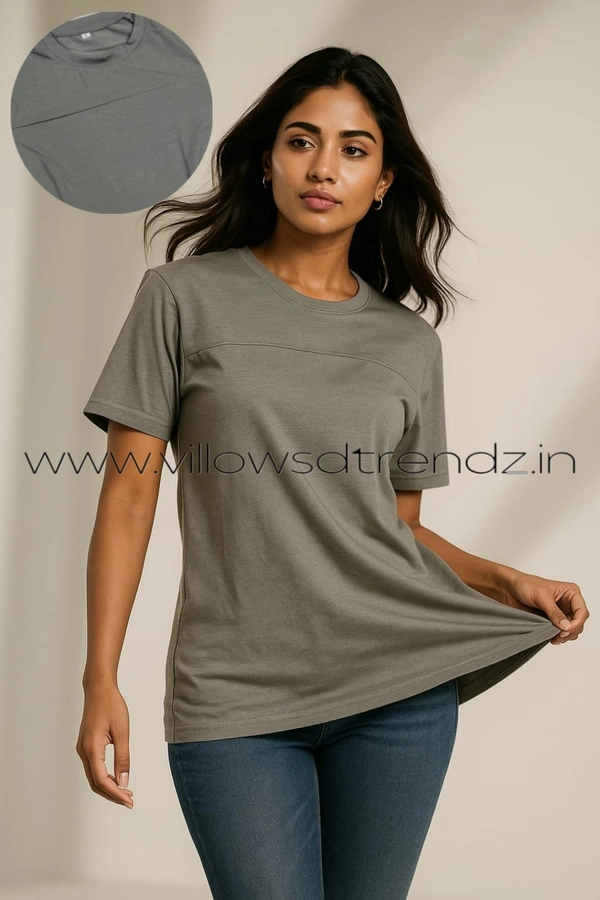 Ruthvi Ethnics Women's T-shirt|100% Cotton| Ash | TS95006 - L, Ash