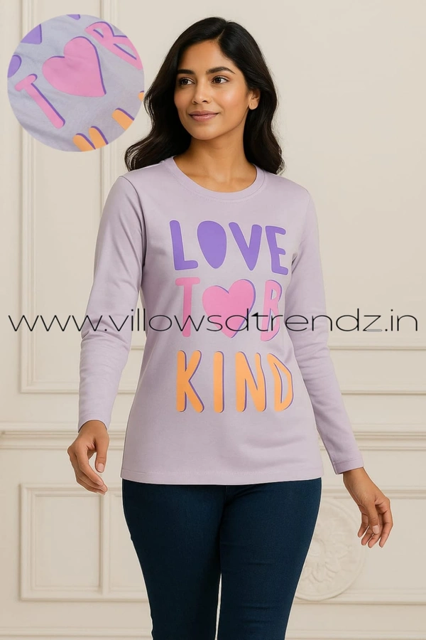 Ruthvi Ethnics Women's T-shirt|100% Cotton| Light Purple | TS95002 - L, Light Purple