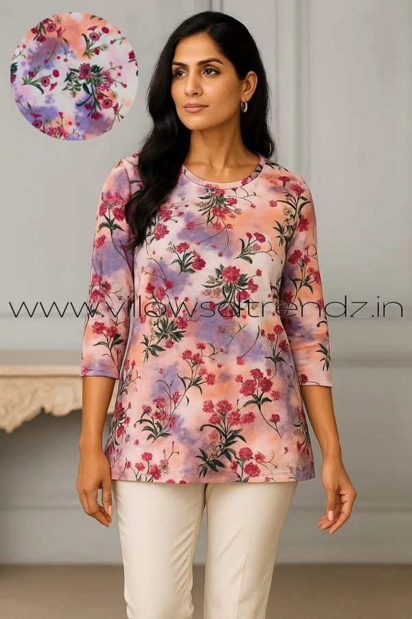 Ruthvi Ethnics Women's T-shirt|100% Cotton| Multi Colour | TS950017 - M, Multi Colour