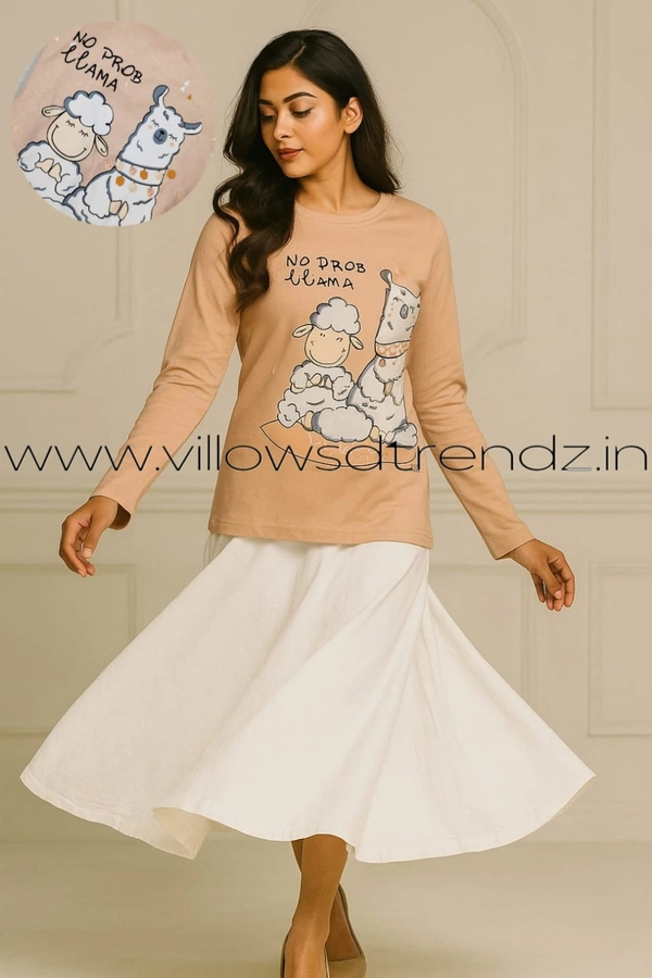 Ruthvi Ethnics Women's T-shirt|100% Cotton| Peach | TS950010 - S, Peach