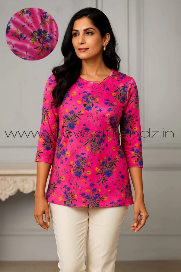 Ruthvi Ethnics Women's T-shirt|100% Cotton| Pink | TS950015 - L, Pink