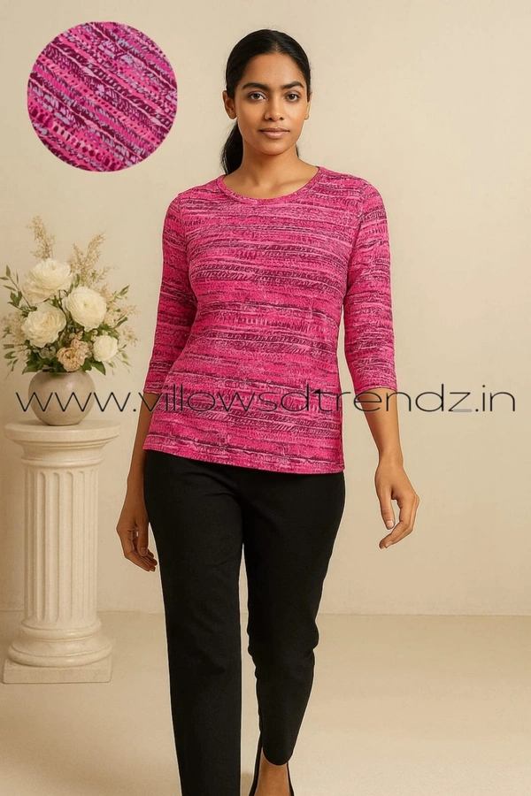Ruthvi Ethnics Women's T-shirt|100% Cotton| Pink | TS950024 - L, Pink