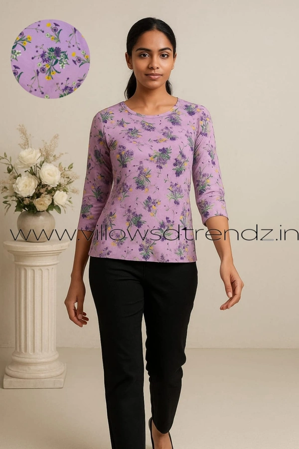 Ruthvi Ethnics Women's T-shirt|100% Cotton| Purple | TS950022 - M, Purple