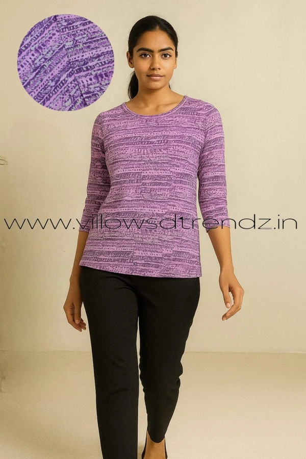 Ruthvi Ethnics Women's T-shirt|100% Cotton| Purple | TS95028 - 3XL, Purple