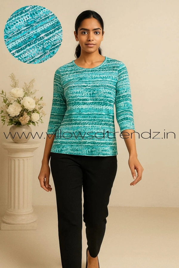 Ruthvi Ethnics Women's T-shirt|100% Cotton| Sky Blue | TS950025 - M, Sky Blue