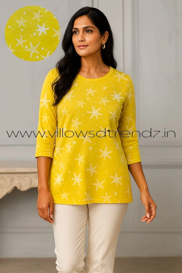 Ruthvi Ethnics Women's T-shirt|100% Cotton| Yellow | TS950016 - XL, Yellow