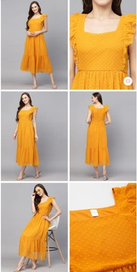 Villows Yellow Georgette Frock 496 - L, Yellow