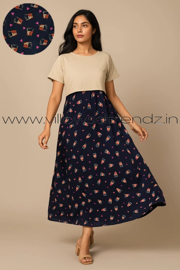 Smurf Finds Zipless Maternity Feeding Pull up gowns Wear | Blue | MGF30008 - Blue, M