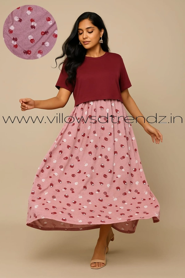 Smurf Finds Zipless Maternity Feeding Pull up gowns Wear | Pink | MGF30008 - Pink, 2XL