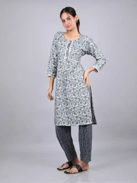Regal Radiance Dark Gray Kurti & Pants - M
