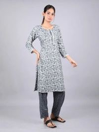 Regal Radiance Dark Gray Kurti & Pants - M