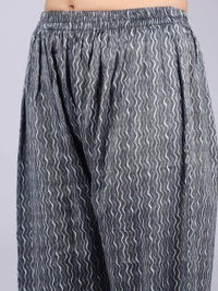 Regal Radiance Dark Gray Kurti & Pants - M