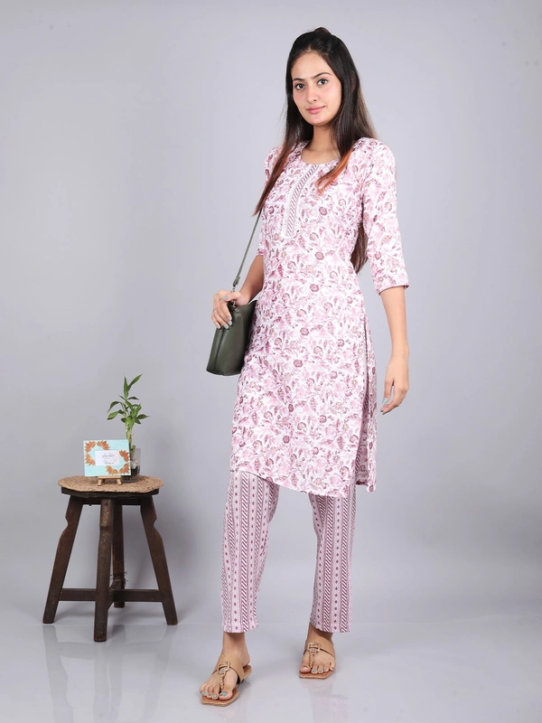Opulent Oasis Purple Kurti & Pants - M
