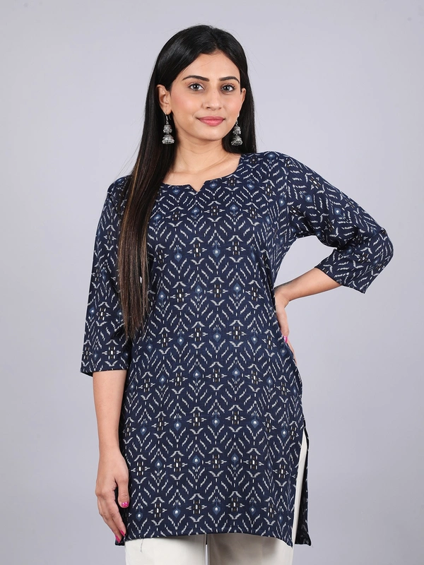 Classic Comfort Navy Blue Short Kurti