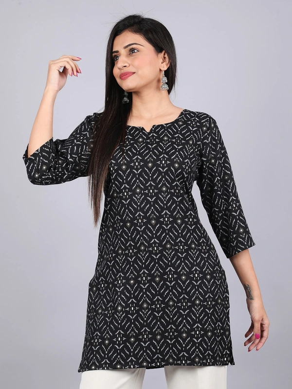 Artistic Aura Black Short Kurti - M