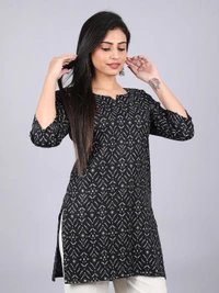 Artistic Aura Black Short Kurti - M