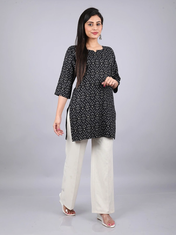 Artistic Aura Black Short Kurti - M