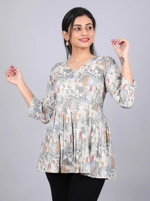 Vintage Vibe Gray Short Kurti - M