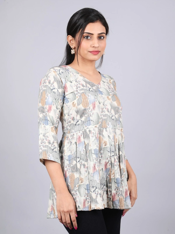 Vintage Vibe Gray Short Kurti - M