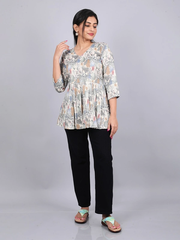 Vintage Vibe Gray Short Kurti - M