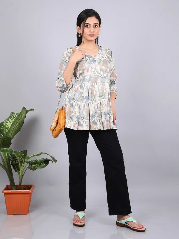 Vintage Vibe Gray Short Kurti - M