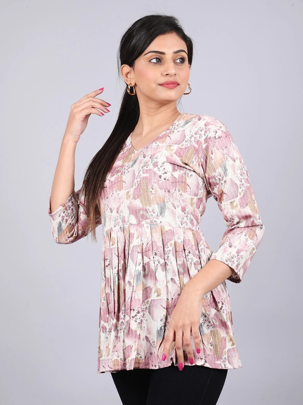 Paisely Party Off White Short Kurti - M