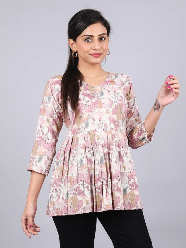 Paisely Party Off White Short Kurti - M