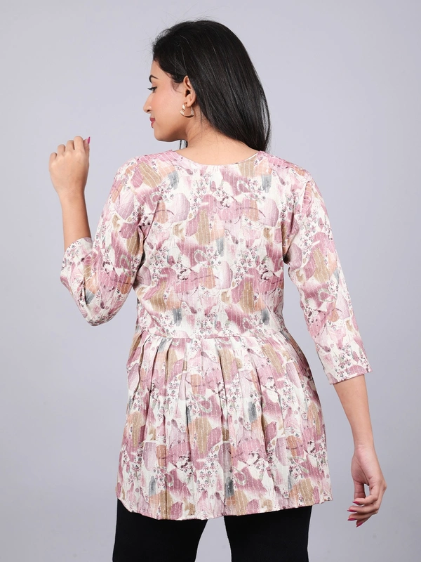 Paisely Party Off White Short Kurti - M