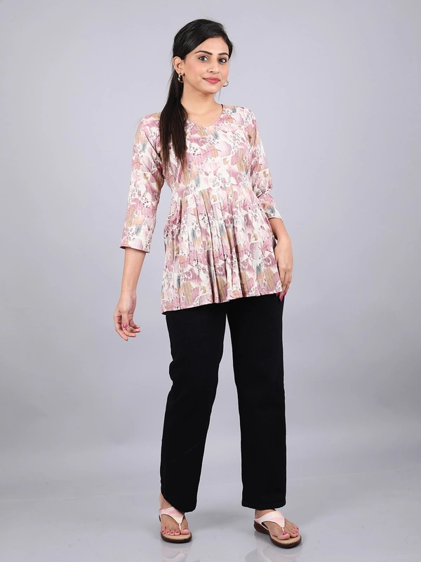 Paisely Party Off White Short Kurti - M