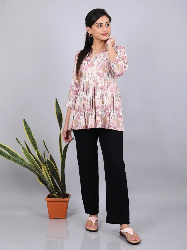 Paisely Party Off White Short Kurti - M