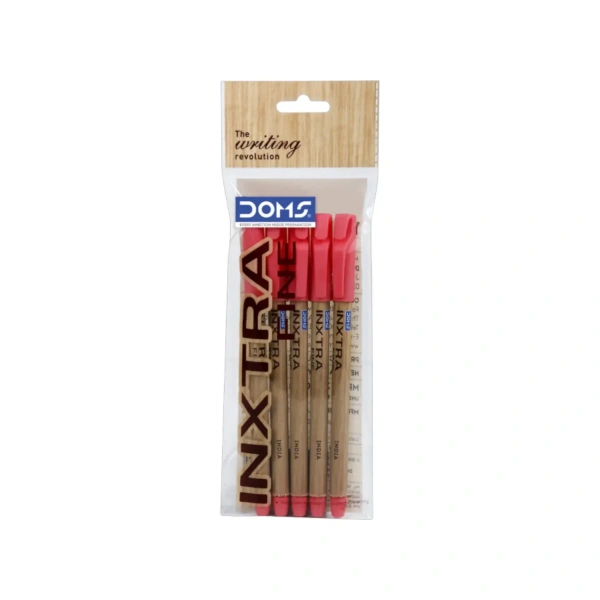 Doms Inxtra Fine Ball Pen - 5 Pieces, Red