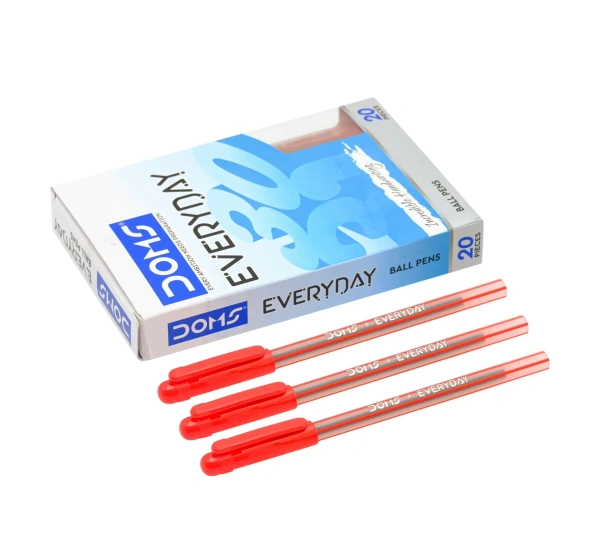 Doms Ball Pen Everyday  - 20 Pieces, Red