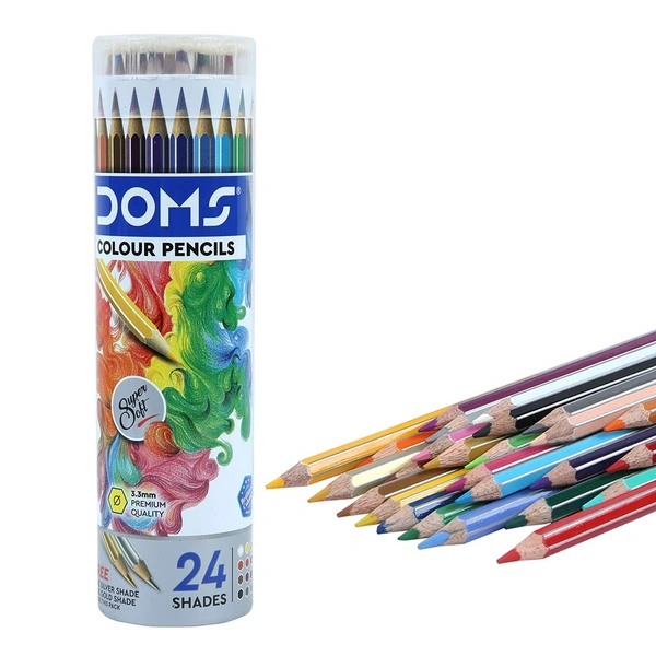 Doms Colour Pencils Round Tin Pack 24 Shades - 