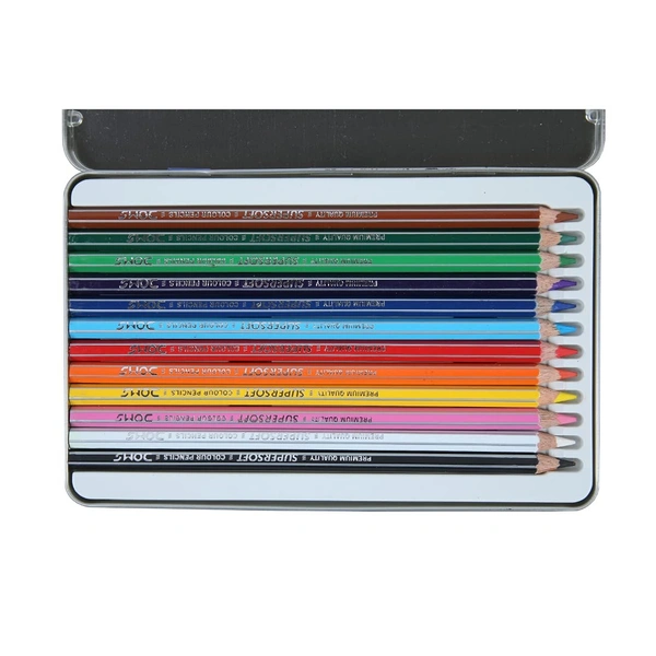Doms Colour Pencils Flat Tin Pack 12 Shades -