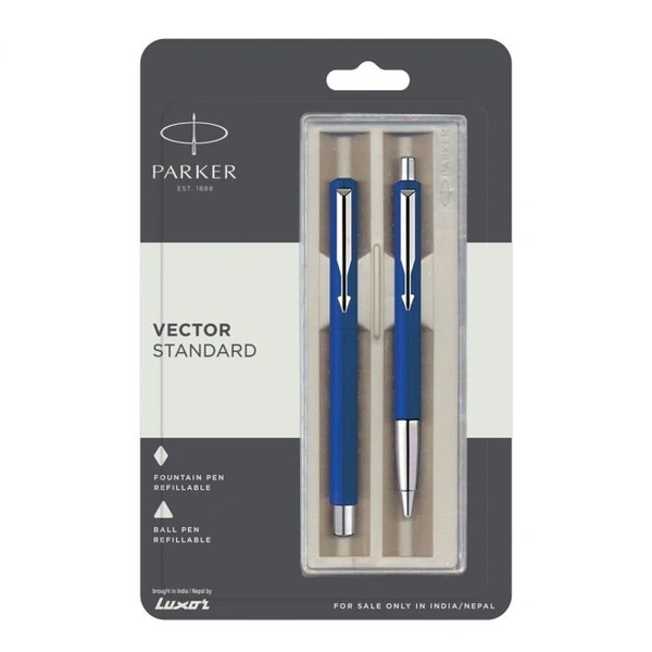 Parker Vector Standard Fountain Pen & Ball Pen - Blue