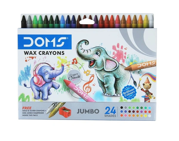 Doms Tri Jumbo Wax Crayons 24+2 Shades - 