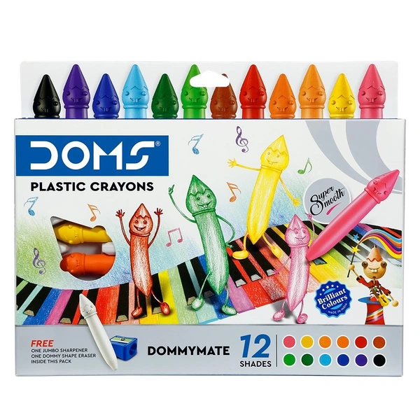 Doms Dommymate Plastic Crayons 12 Shades -
