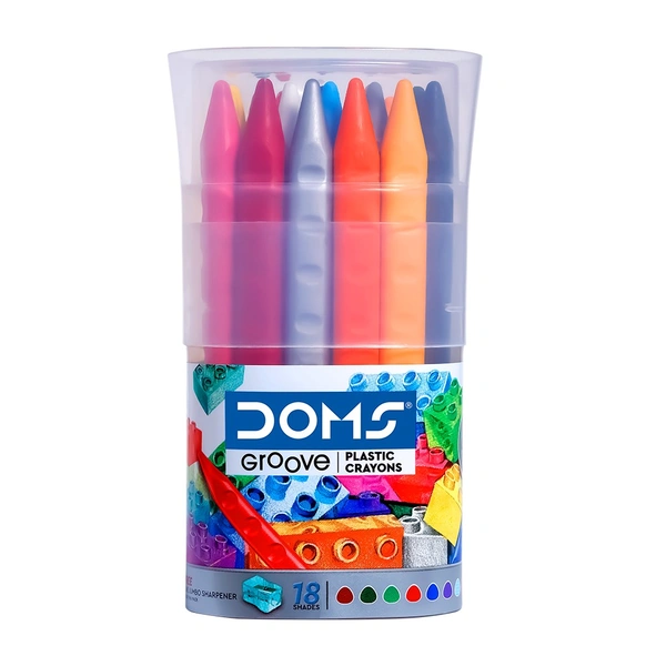 Doms Groove Plastic Crayons 18 Shades -