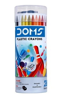 Doms Plastic Crayons 28 Shades Round Tin Pack - 