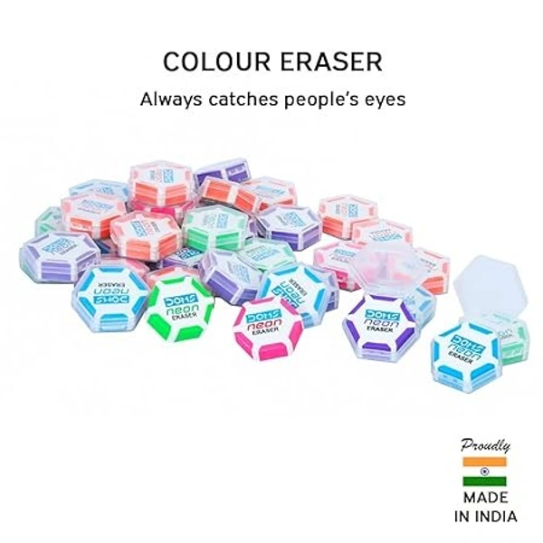 Doms Neon Hex Eraser - 5 Pieces