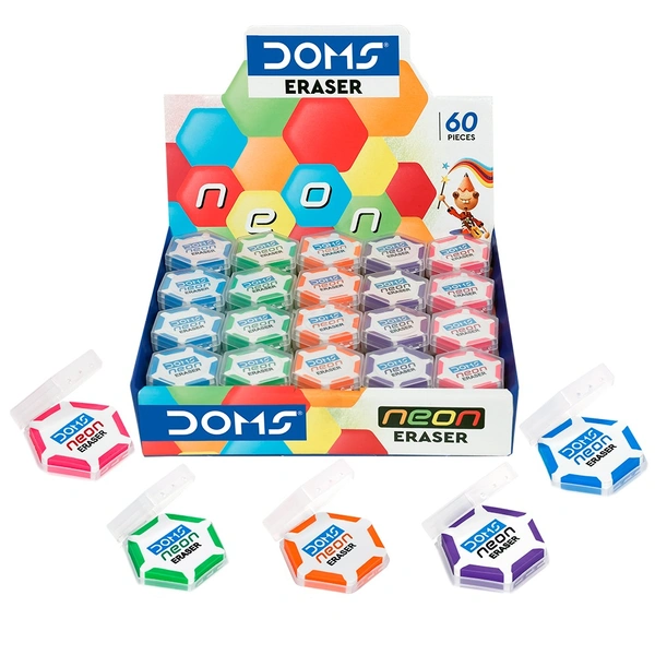 Doms Neon Hex Eraser - 10 Pieces