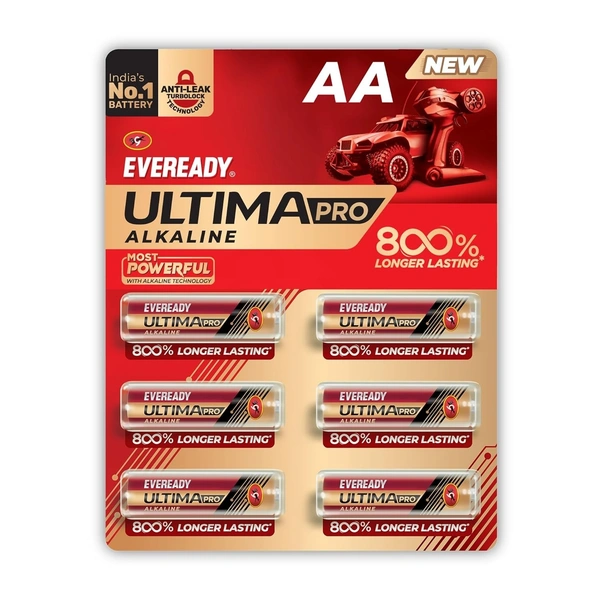 Eveready Everedy Ultima Alkaline AA Battery & Cell 1.5V 800% Longer Lasting Pack of 6 Pieces