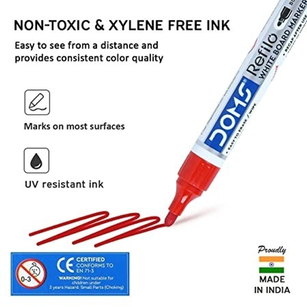 Doms Refilo White Board Marker Pen  - Red