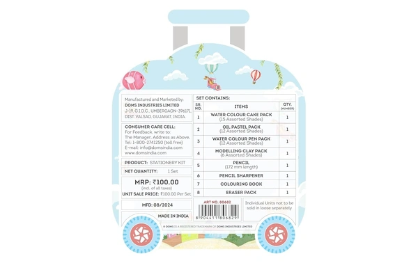 Doms ART on WHEELS Gift Pack Combo / Easy to Carry / A Fine Birthday Gift for Children