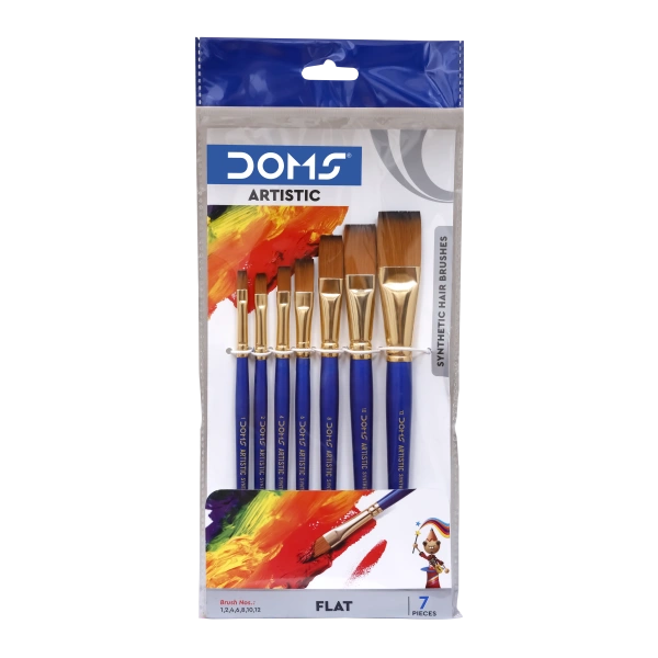 Doms Artistic Synthetic Brush Flat Set of 7