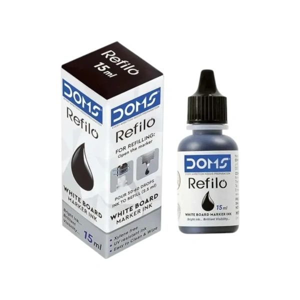 Doms Refilo Whiteboard Marker ink 15ml - Black